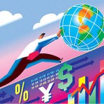 Man Pushing Globe Up Financial Slope